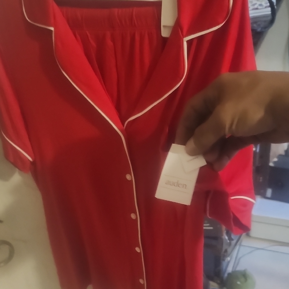 Auden Women's Red Pajama Set with White Trim